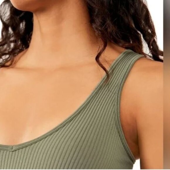 Free People Olive Ribbed Bodysuit - Picture 2 of 4